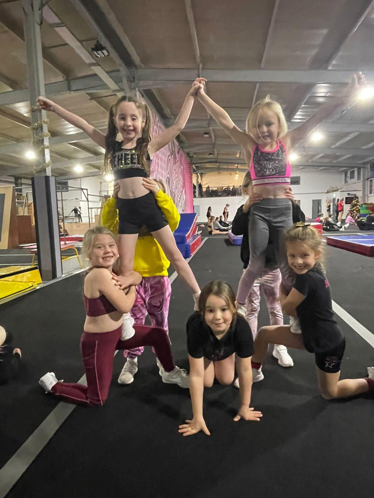 Young girls doing cheer