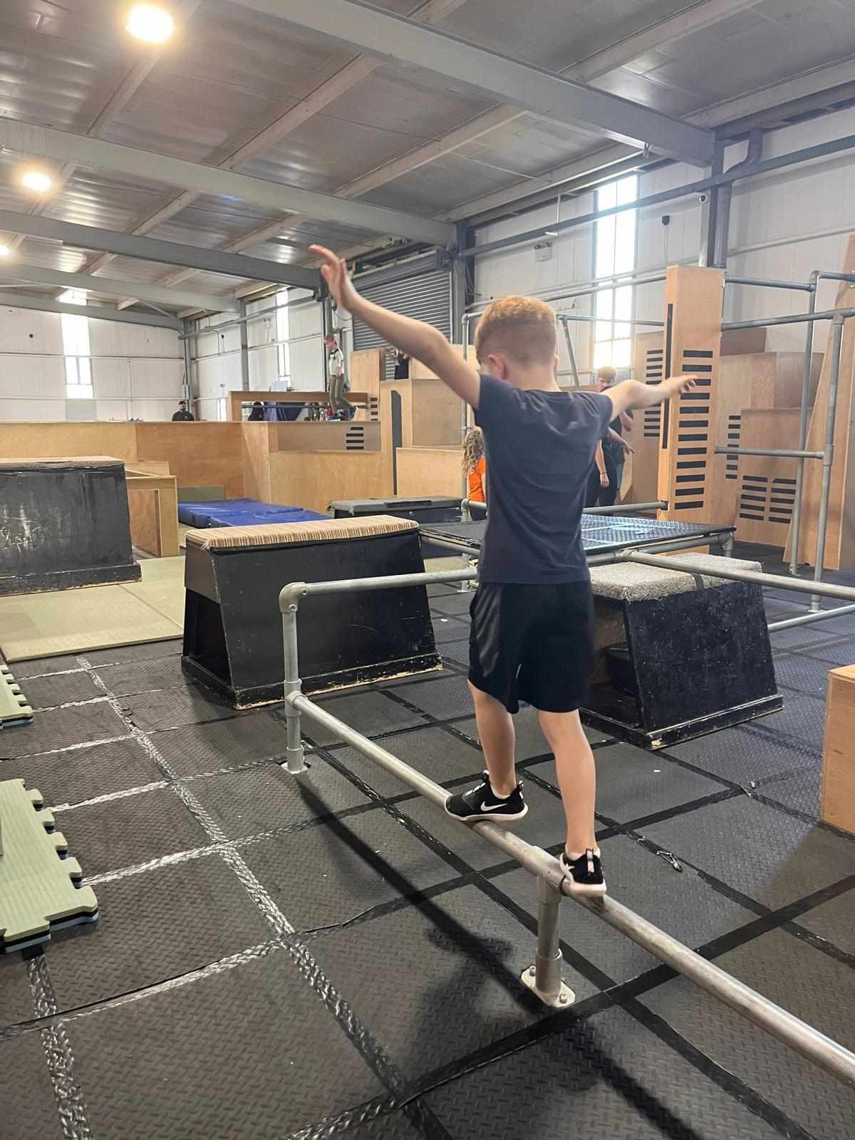 A gym full of climbing obstacles for young children.