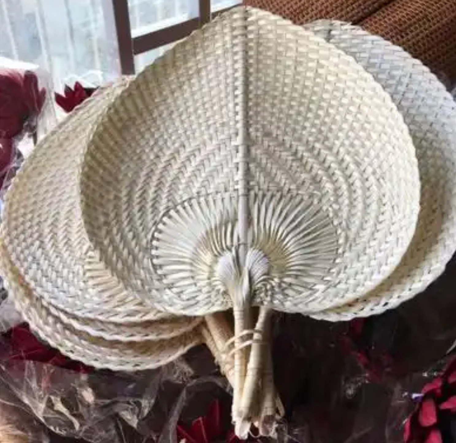 Woven bamboo fans