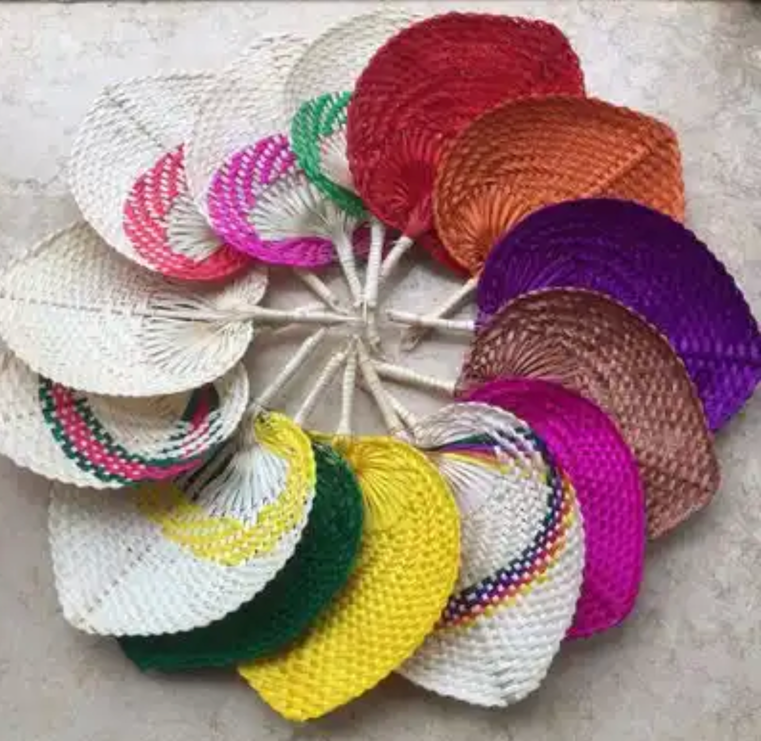 Woven bamboo fan colours