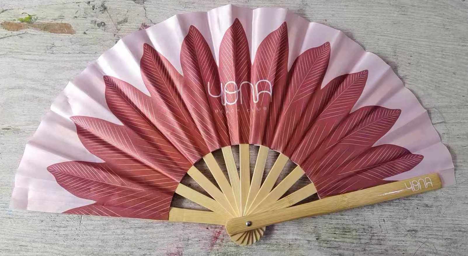 large fabric and bamboo fan