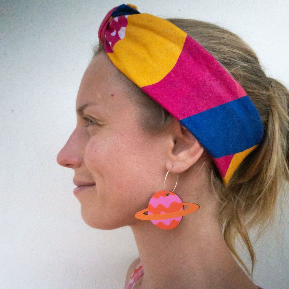 Planet Earrings - Colourful Wooden Jewellery