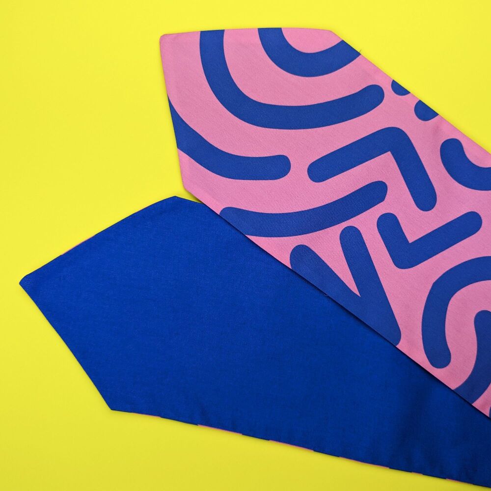 Colourful pink and blue hairwrap - cotton headscarf | Nido Handmade