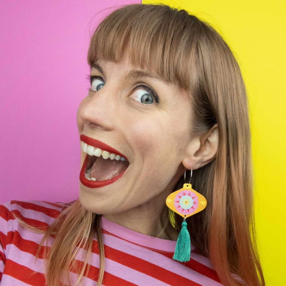 Hayley Victory X Nido Collaboration | Colourful Retro Christmas Bauble Earrings