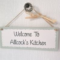 Personalised 'Welcome To' Handcrafted Kitchen Plaque