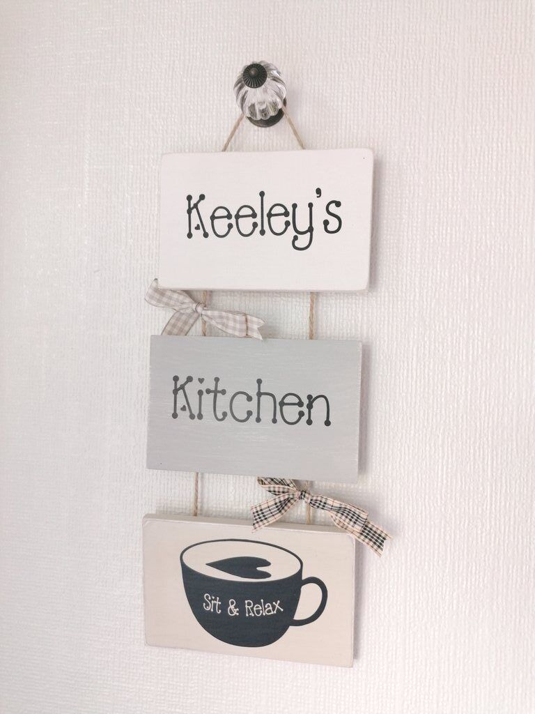 Three Tier Handcrafted Personalised Kitchen Plaque - Sit & Relax