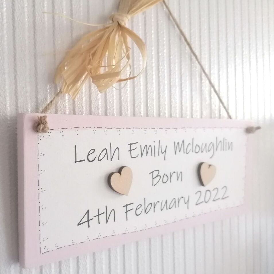 Personalised Handmade Wooden New Baby Keepsake Wall Hanging