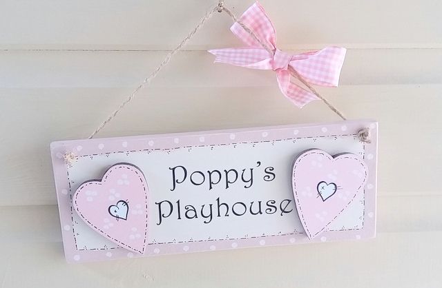 Personalised Wooden Plaque With Hearts Pink