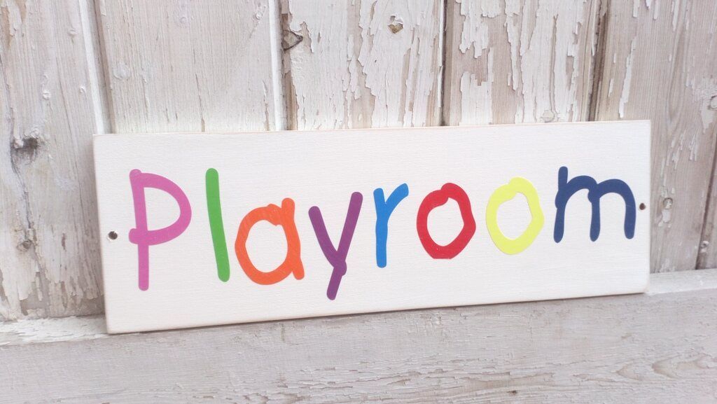 Wooden Playroom Sign Multi Coloured