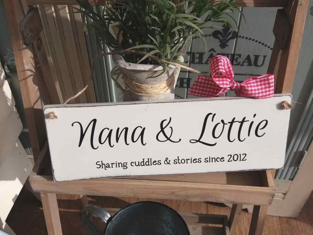 Wooden Personalised Sharing Cuddles Since Gift Plaque Red gingham