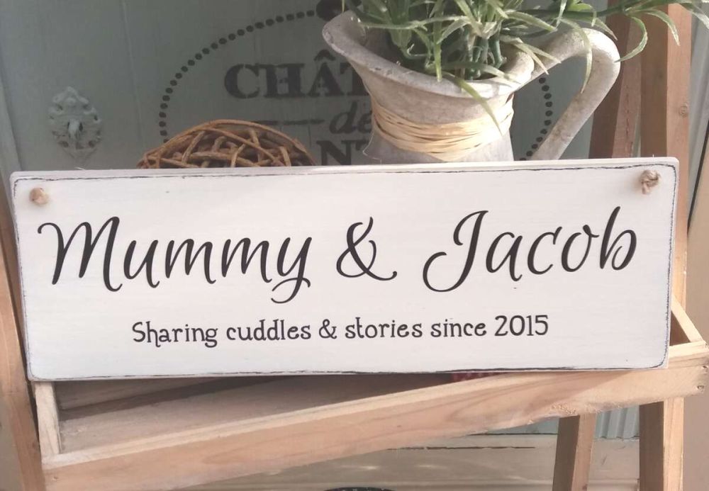 Personalised Wooden 'Sharing Cuddles Since' Gift Plaque