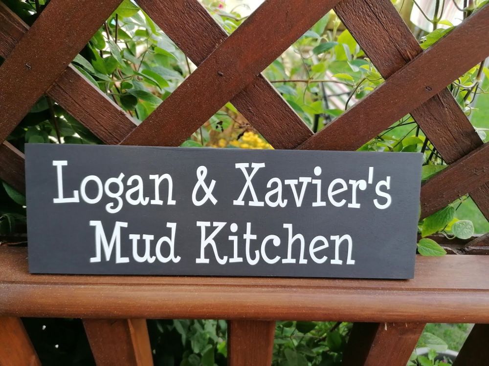 Children's Personalised Mud Kitchen Plaque Outdoor Sign Kenzo Crafts