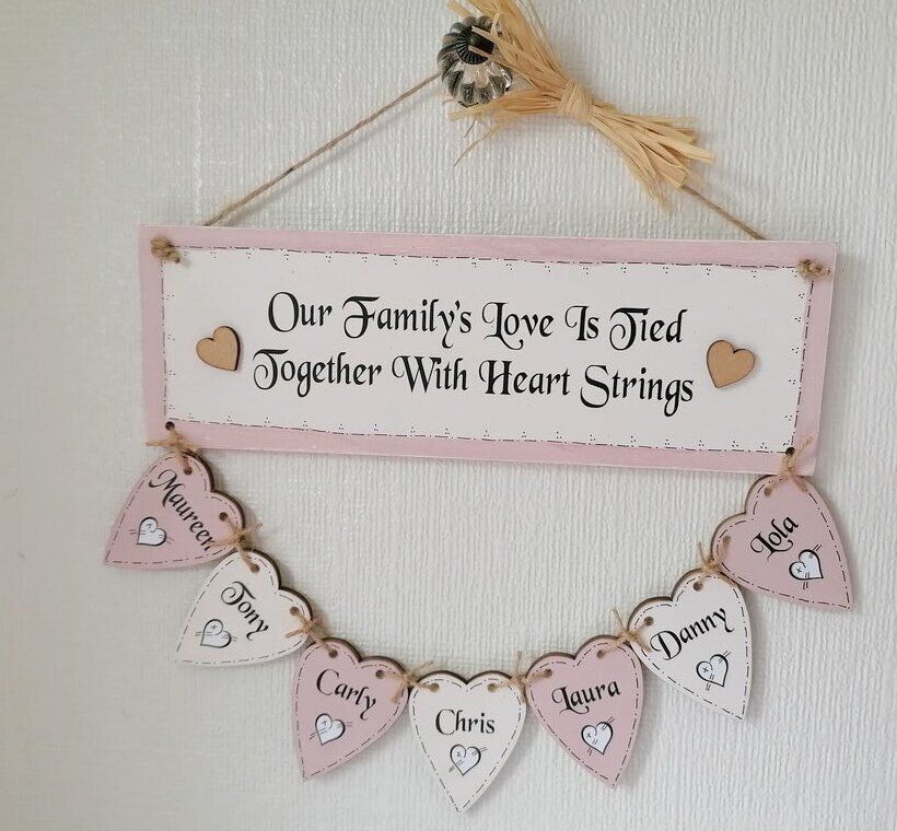Wooden Family Keepsake Dusky Pink