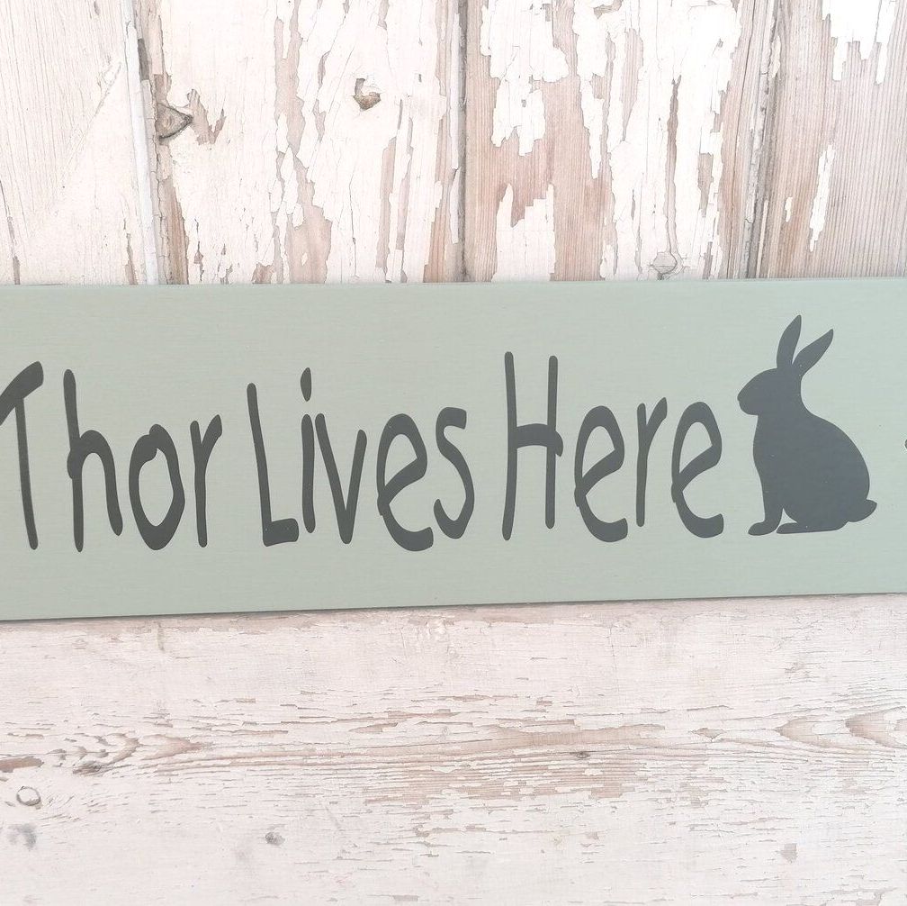 Personalised Handmade Wooden Rabbit Hutch Outdoor Sign