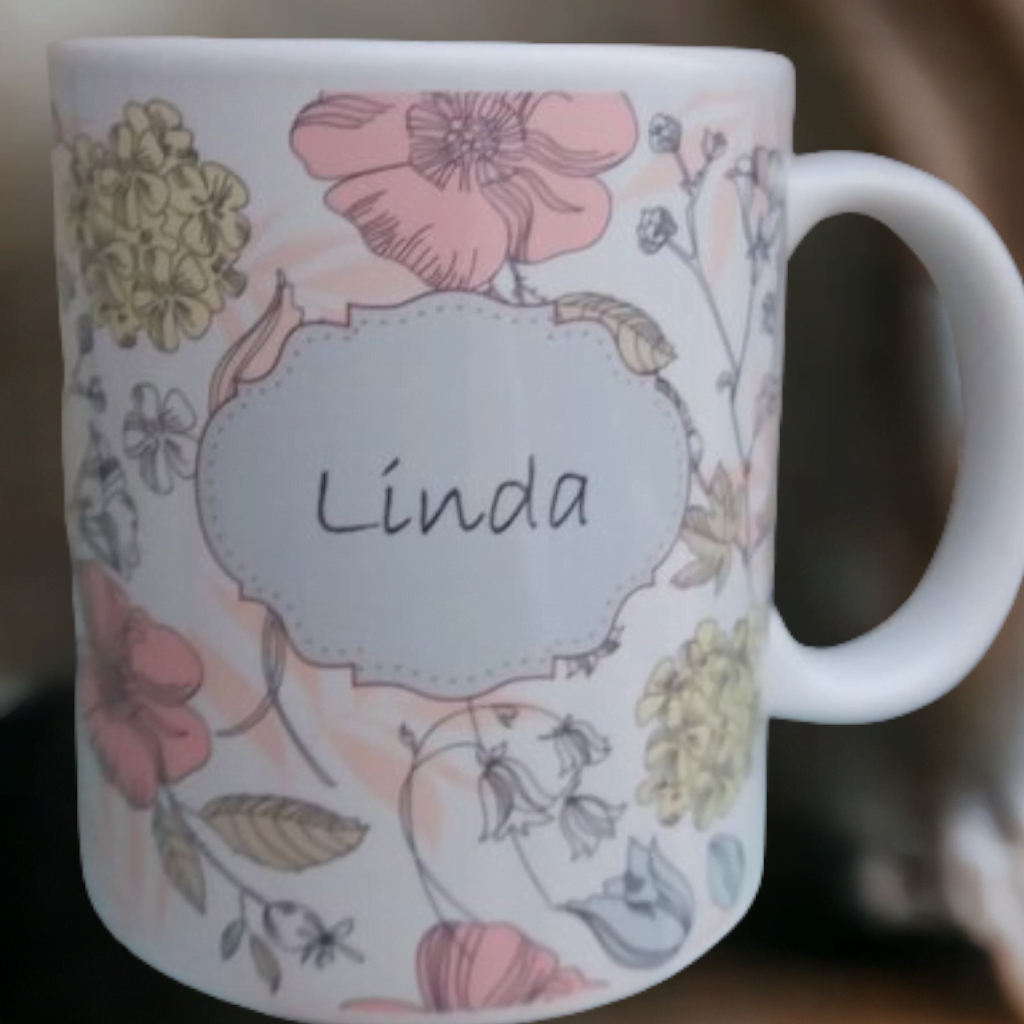 Personalised Entwined Flowered Gift Mug