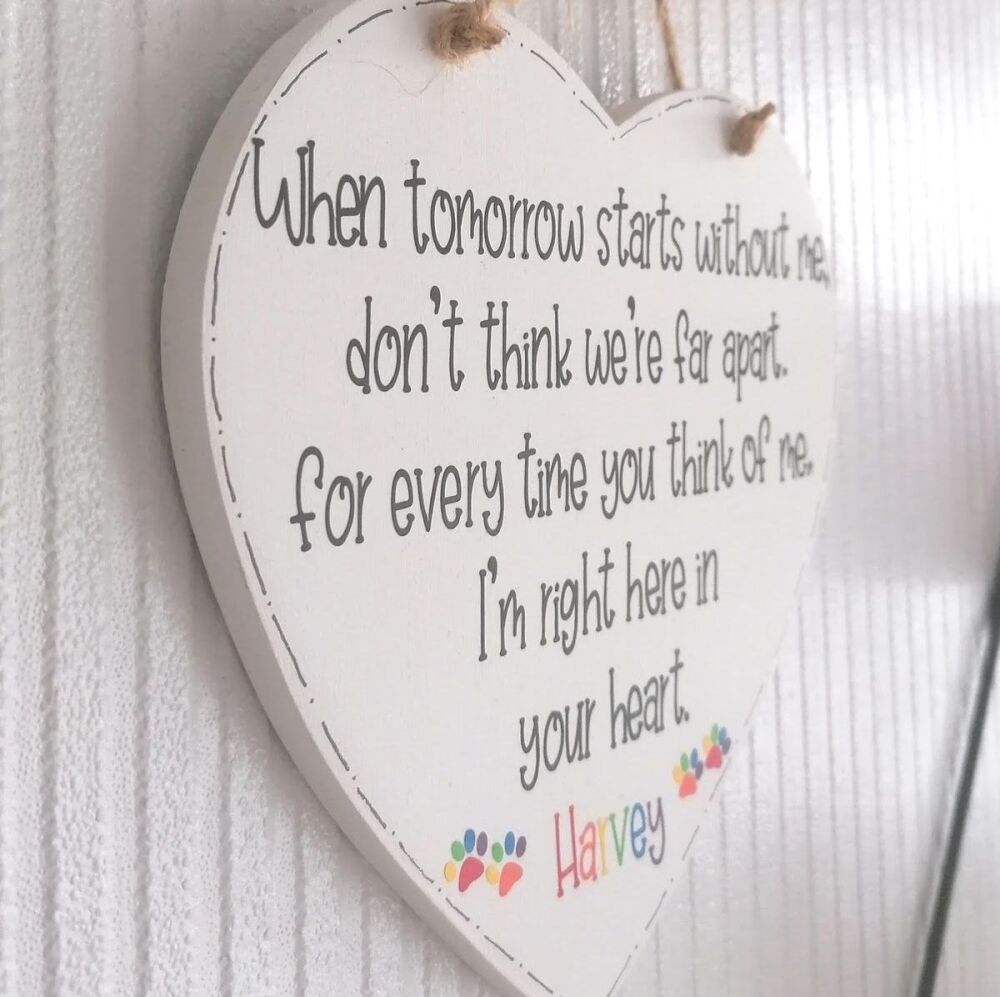 Personalised Handmade When Tomorrow Starts Without Me Plaque-  Rainbow Paw Prints