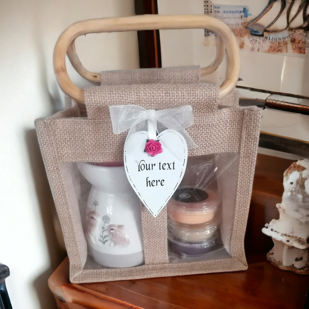 Personalised Hessian Gift Bag with Viewing Window