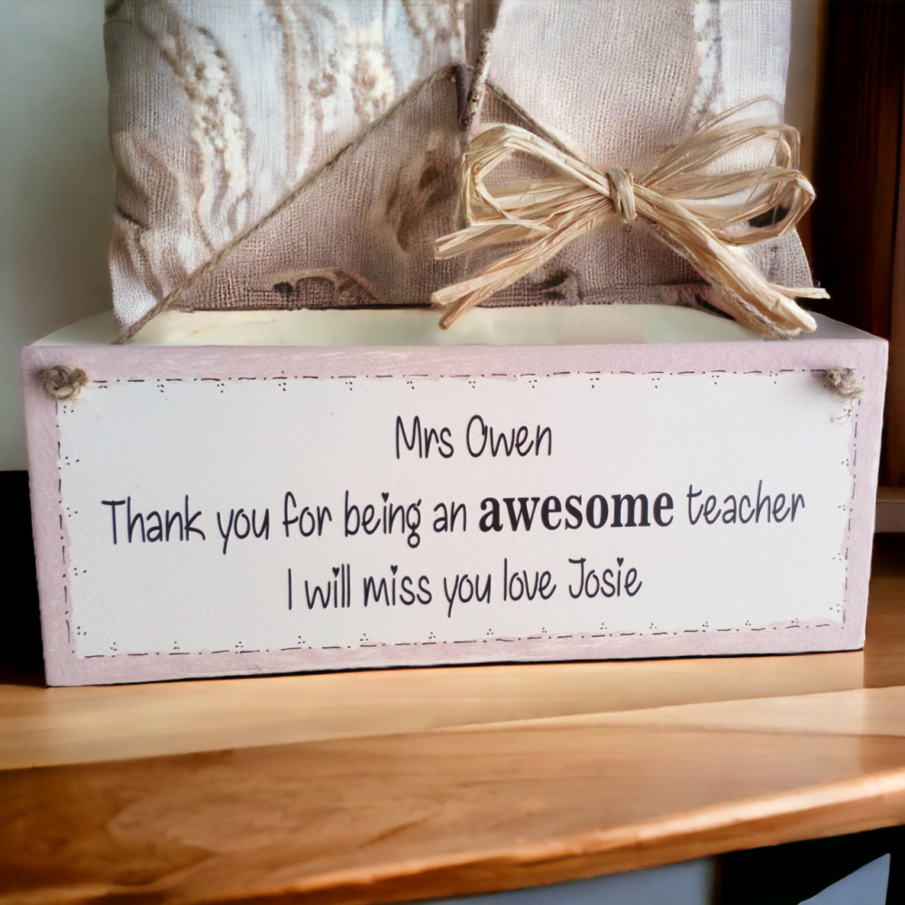 Personalised Wooden Thank You Plaque - Teacher Keepsake Gift