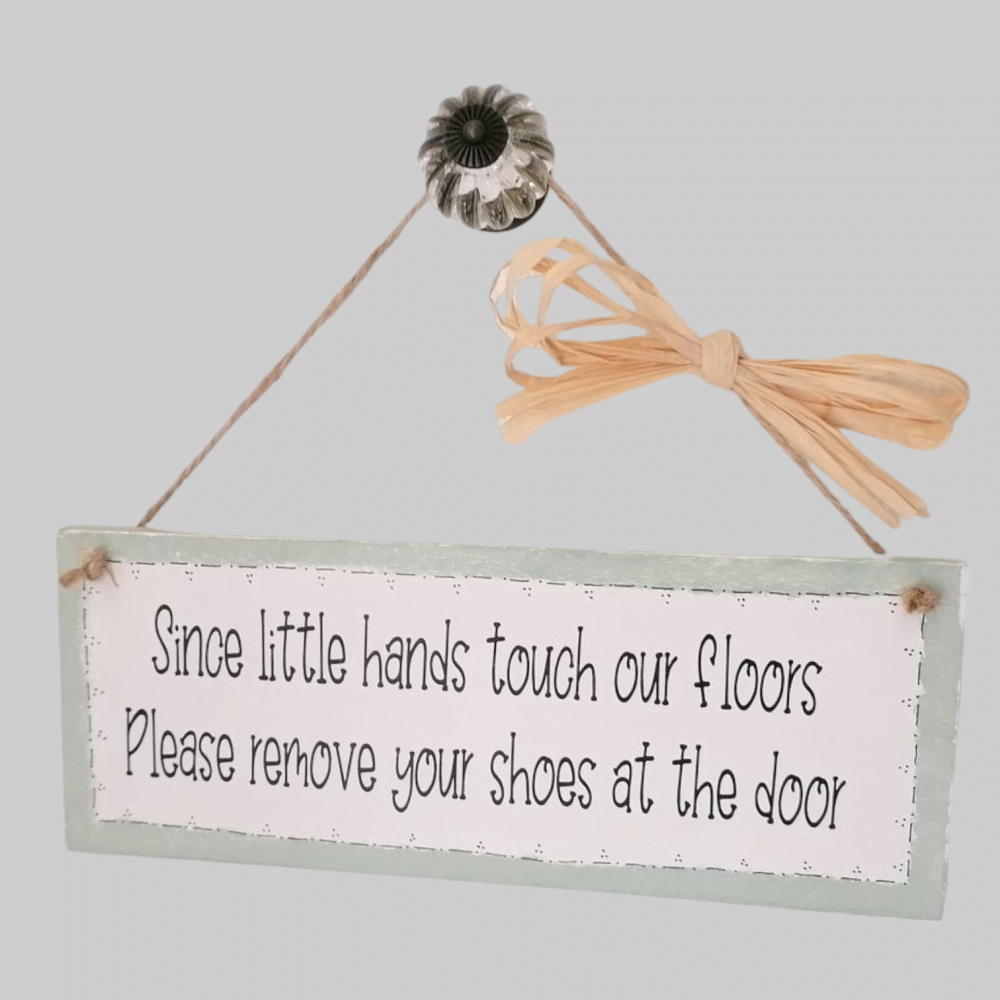 Handcrafted 'Remove Your Shoes' Wooden Hanging Plaque