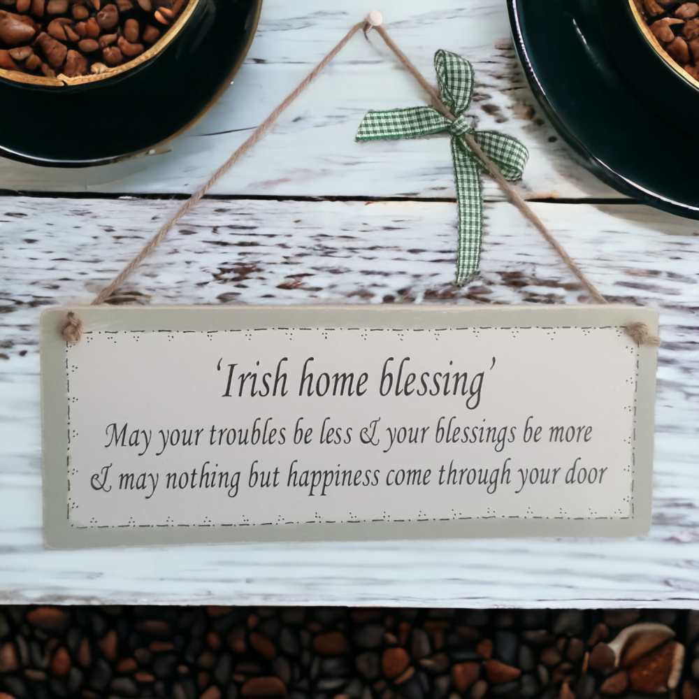 Handcrafted 'Irish Home Blessing'  New Home Wooden Hanging Plaque
