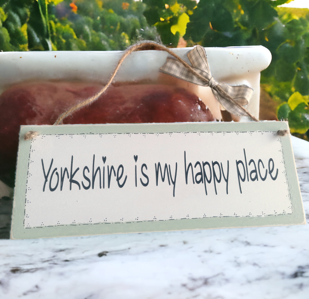 Handcrafted Wooden 'Happy Place' Chalk Painted Plaque