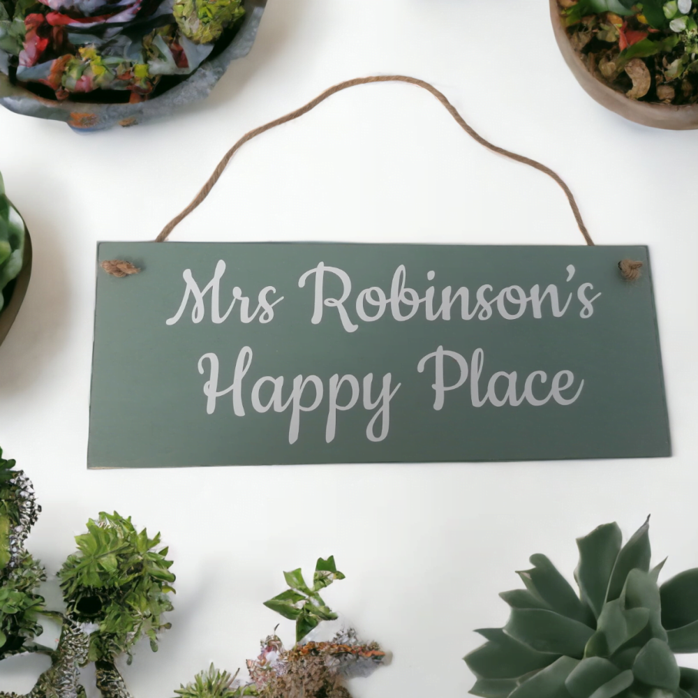 My Teacher's  Happy Place End Of Term Outdoor Wooden Plaque