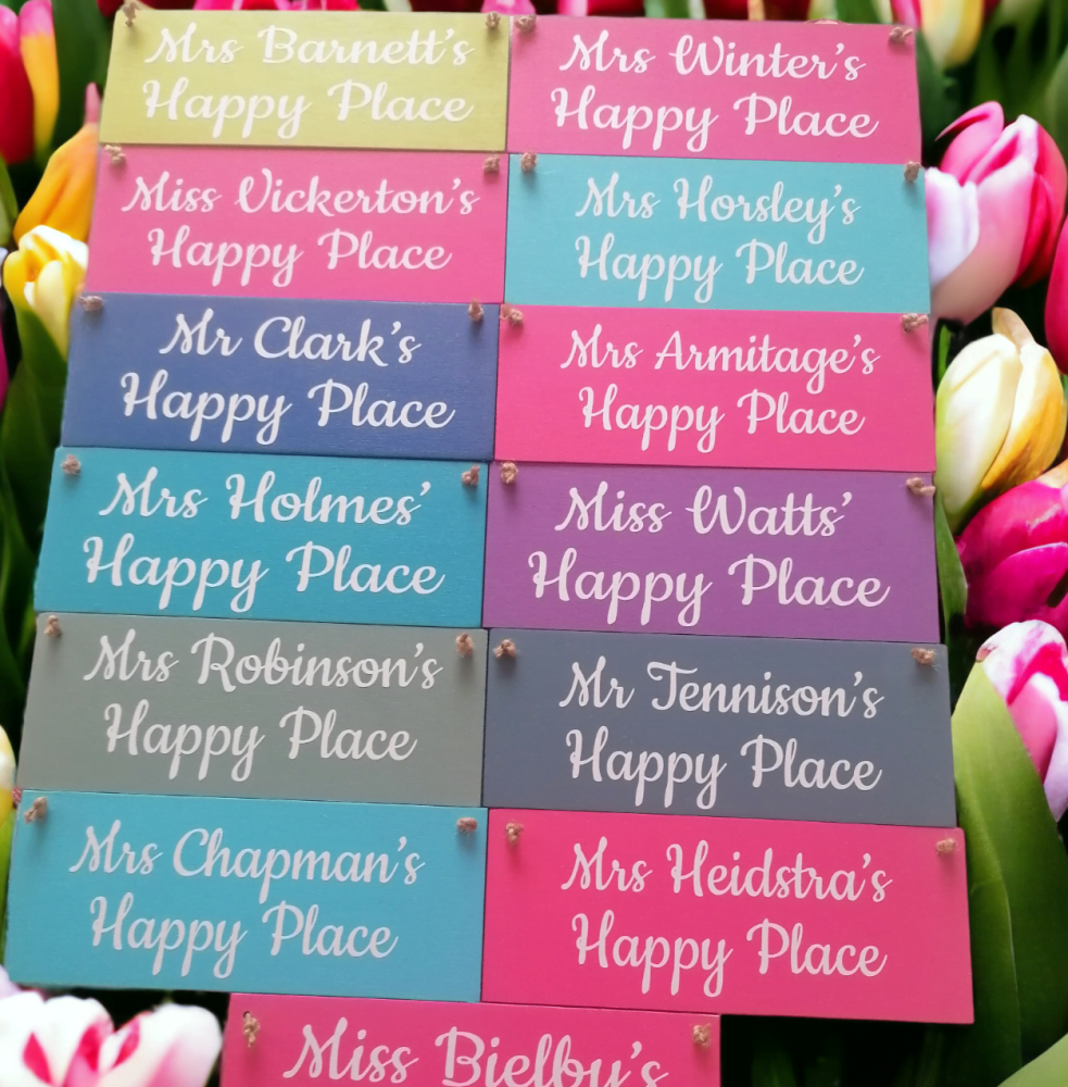 My Teacher's Happy Place Personalised Outdoor Wooden Plaque