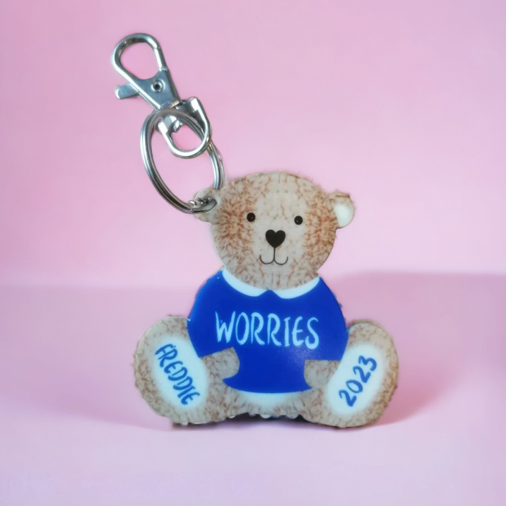 Personalised Acrylic School Jumper Worry Bear