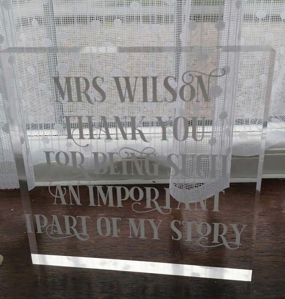 Freestanding Acrylic Personalised Plaque - Add Your Own Wording