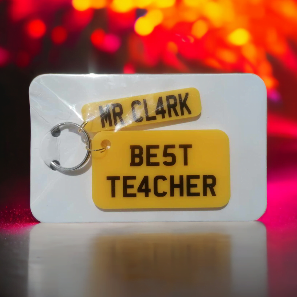 Personalised Car Number Plate Keyring - End Of Term Teacher's Gift