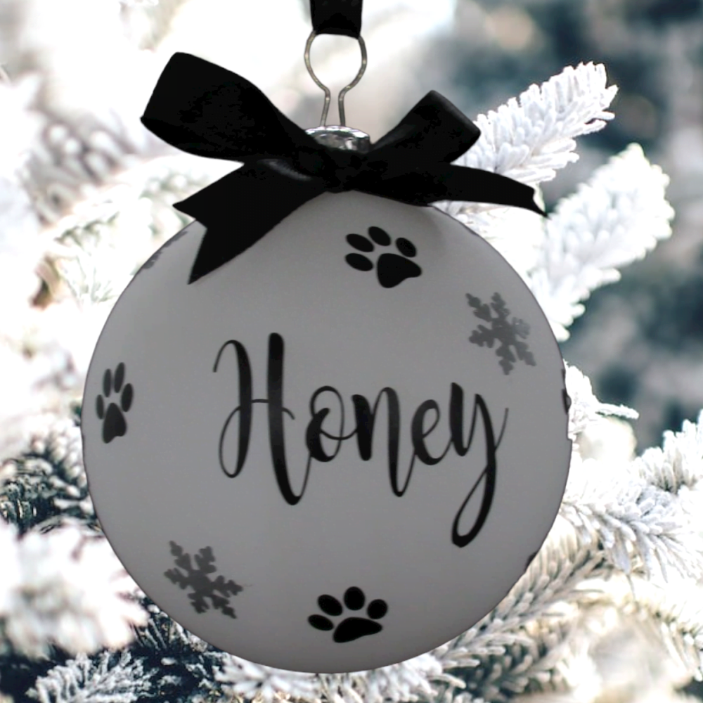 Personalised Christmas Tree Bauble With Pawprints