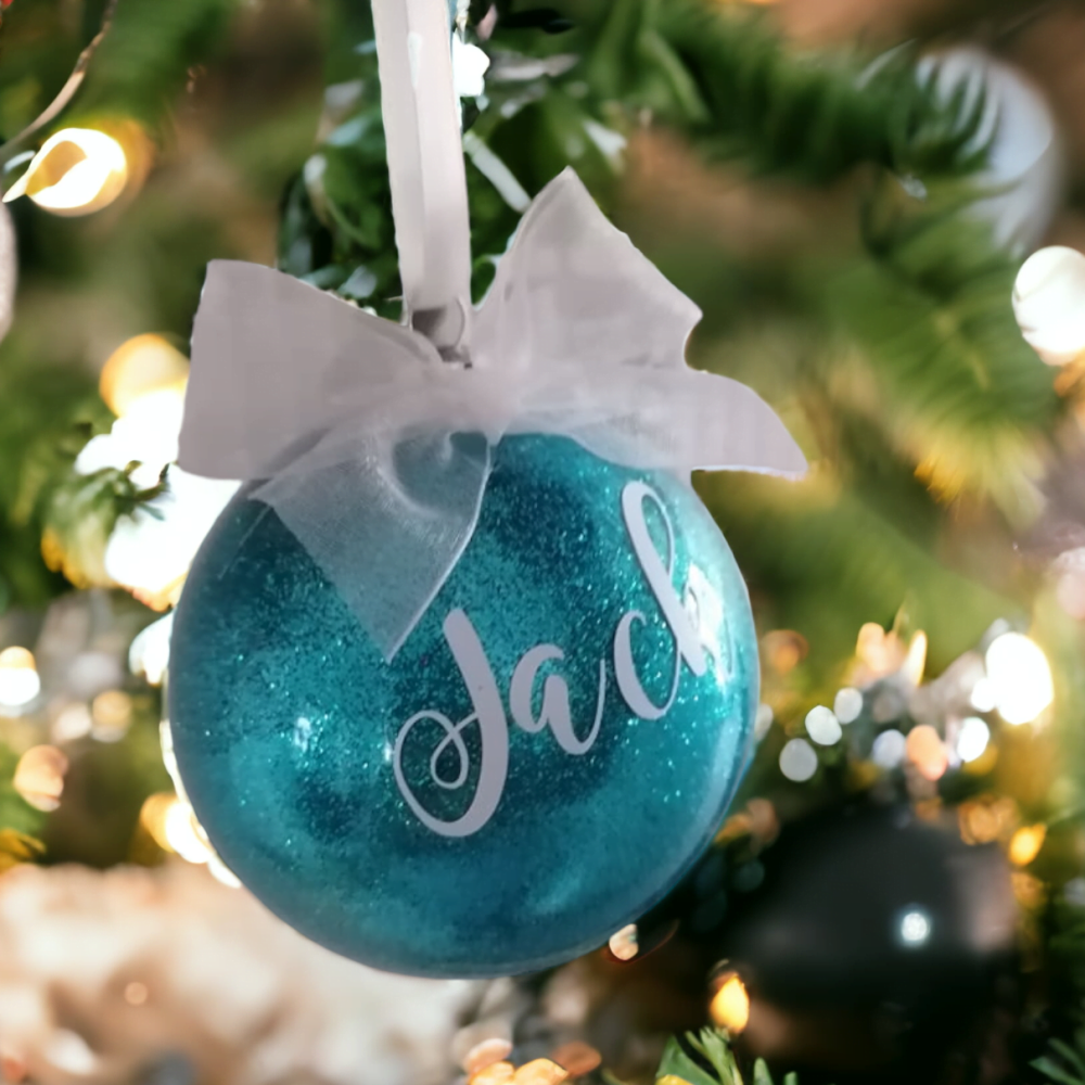 Personalised OMG Glittered Christmas Bauble