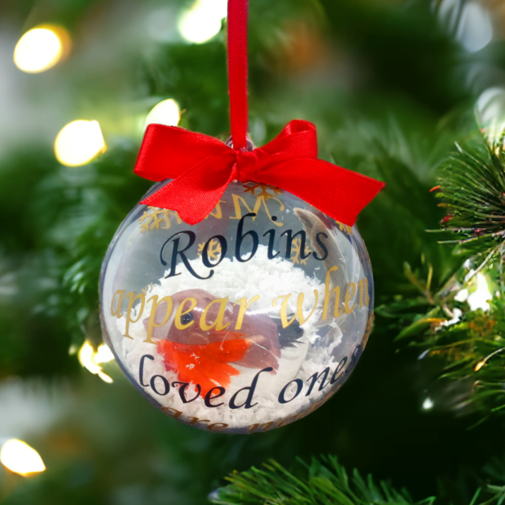 Personalised Handmade Festive Robin Tree Bauble