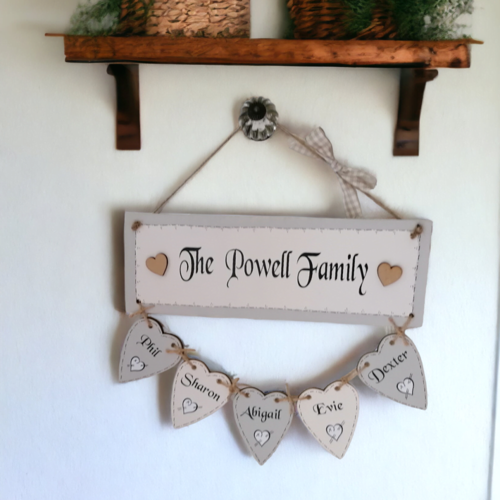 Handcrafted Wooden Family Keepsake Wall Hanging - With Surname