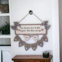 Handcrafted Personalised Wooden Hanging Heart Family Tree Including 8 Names