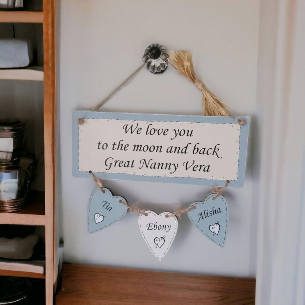 Handmade Personalised Painted Wooden Hanging Plaque With Your Own Wording