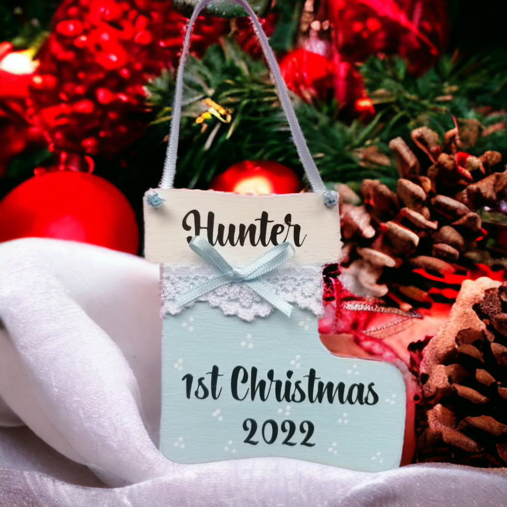 Baby's First Christmas Personalised Tree Decoration With Organza Bag