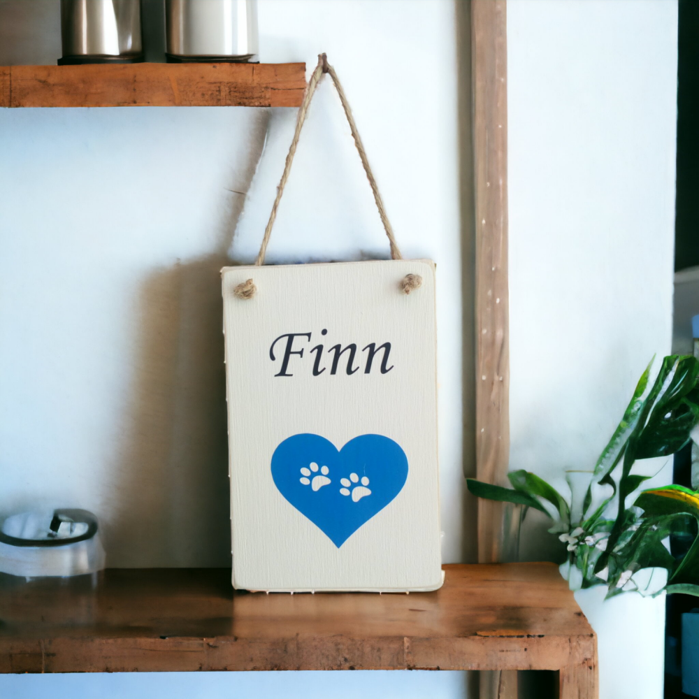Personalised Paw Print Heart Canine Wall Hanging