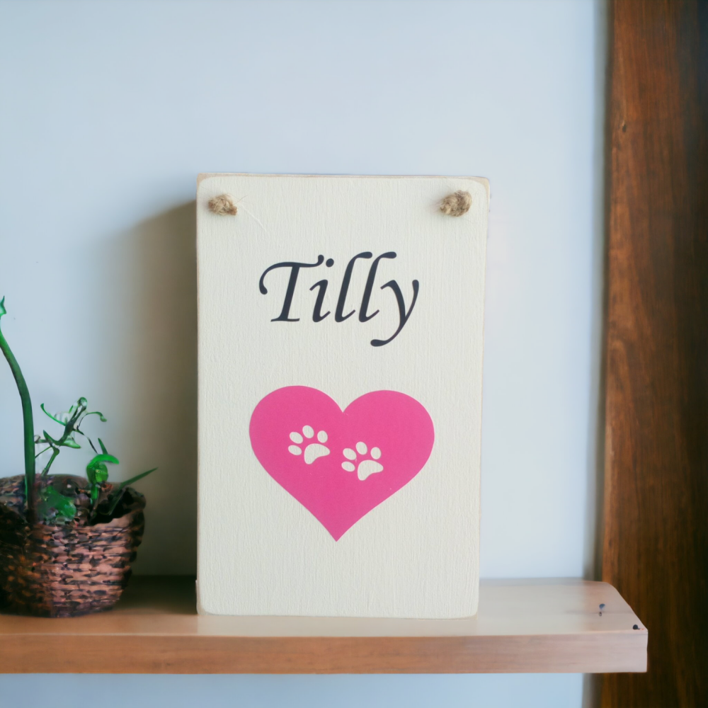 Handmade Personalised Paw Print Heart Canine Wall Hanging