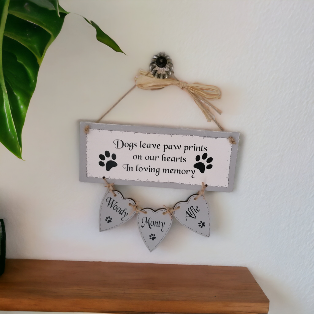 Handcrafted Personalised Dog Memory Wooden Wall Hanging
