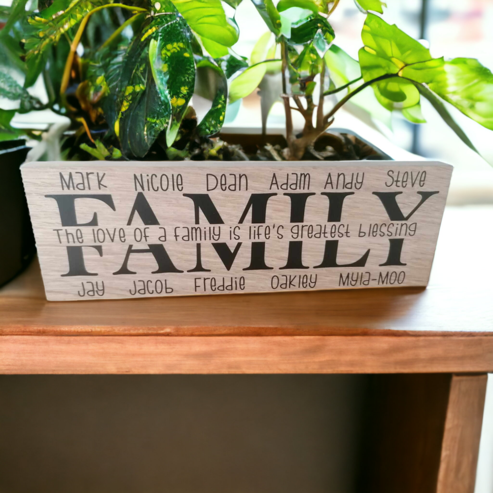 Large Stand Alone Oak Faced Handmade Personalised Family Plaque