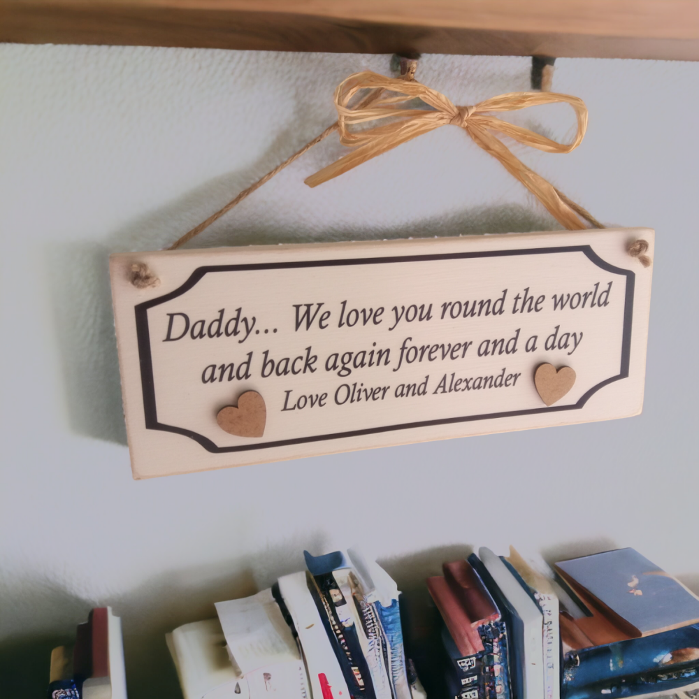 Personalised Wooden Keepsake Plaque - We Love You Round The World