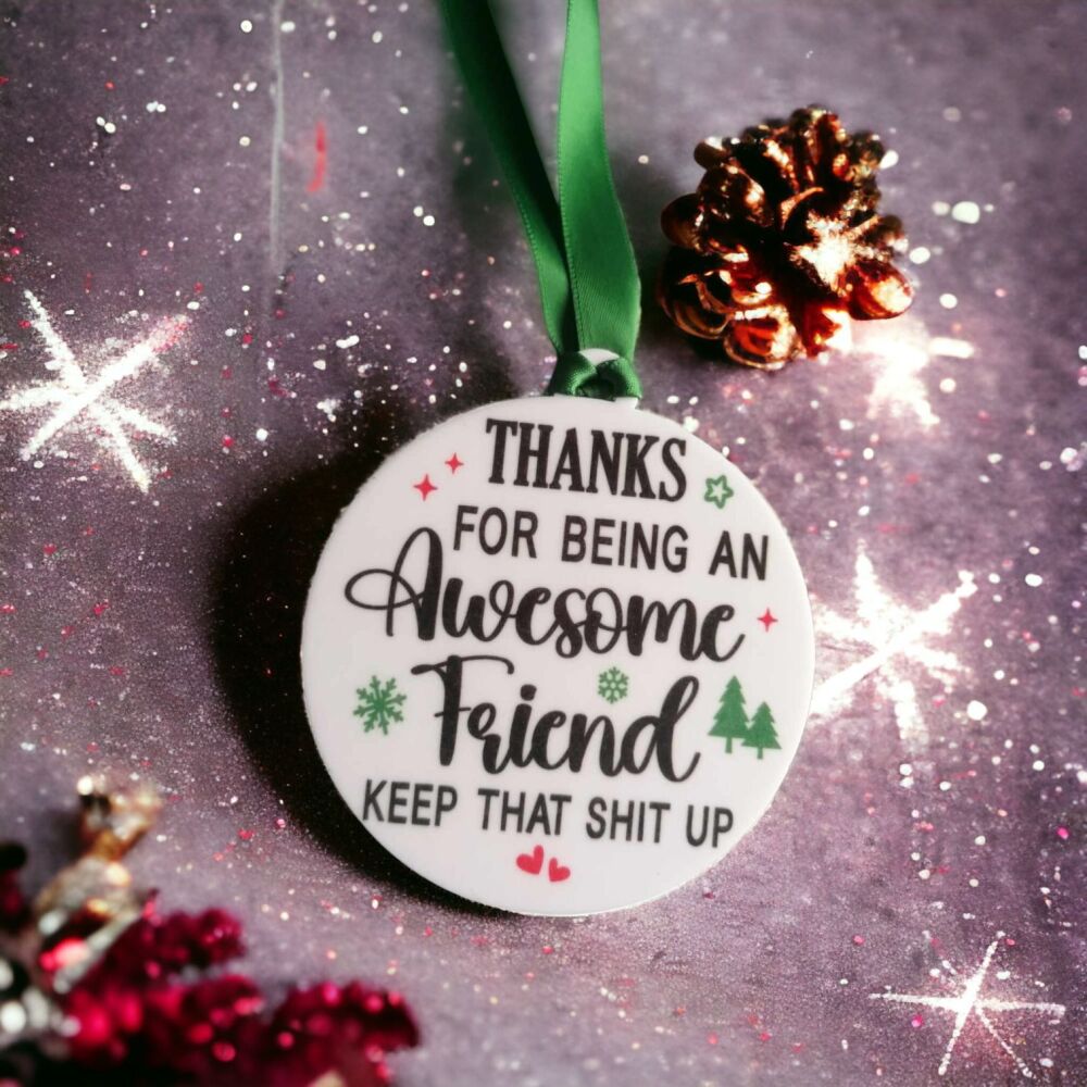 Say Thank You To A Friend Festive Letter Box Gift Bauble