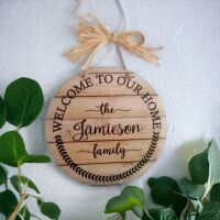 Personalised Acrylic Wall Hanging Plaque Welcome To Our Home