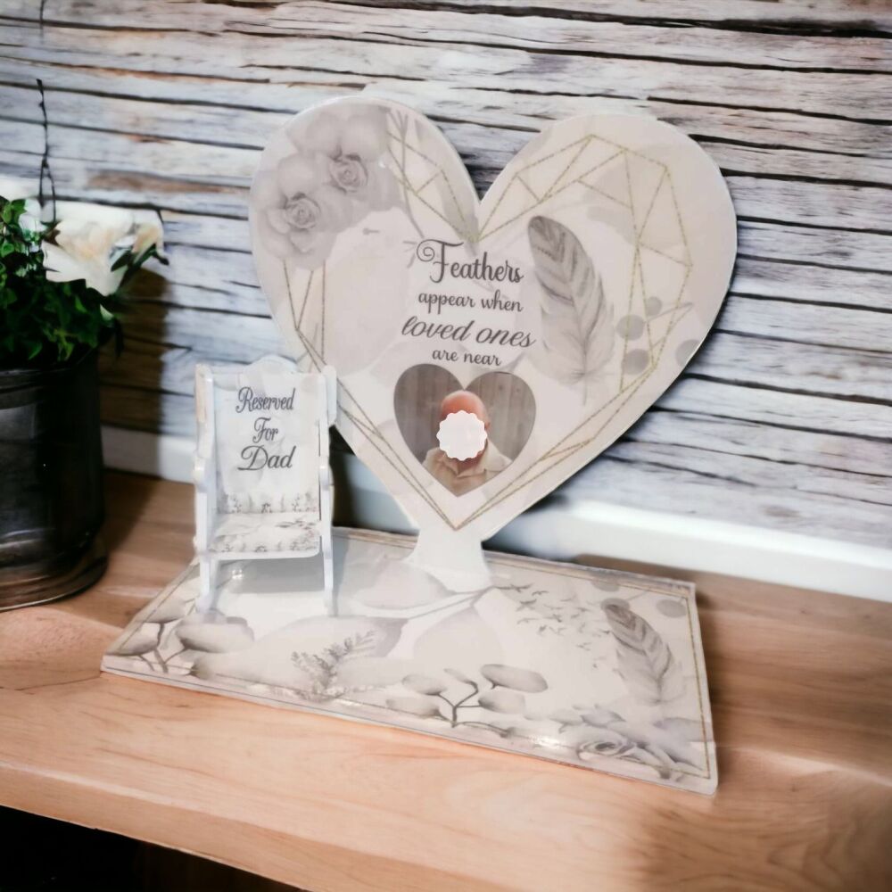 Personalised In Loving Memory  Photo Heart Including Rocking Chair - Feathe