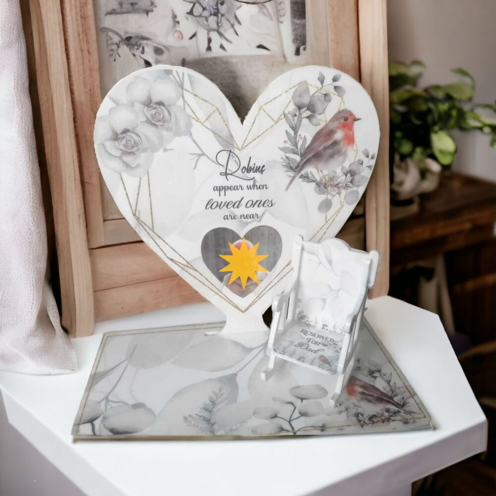 Personalised In Loving Memory  Photo Heart Including Rocking Chair - Robin 