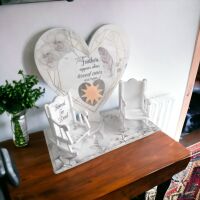 Personalised In Loving Memory  Photo Heart Including Two Rocking Chairs - Feather Design