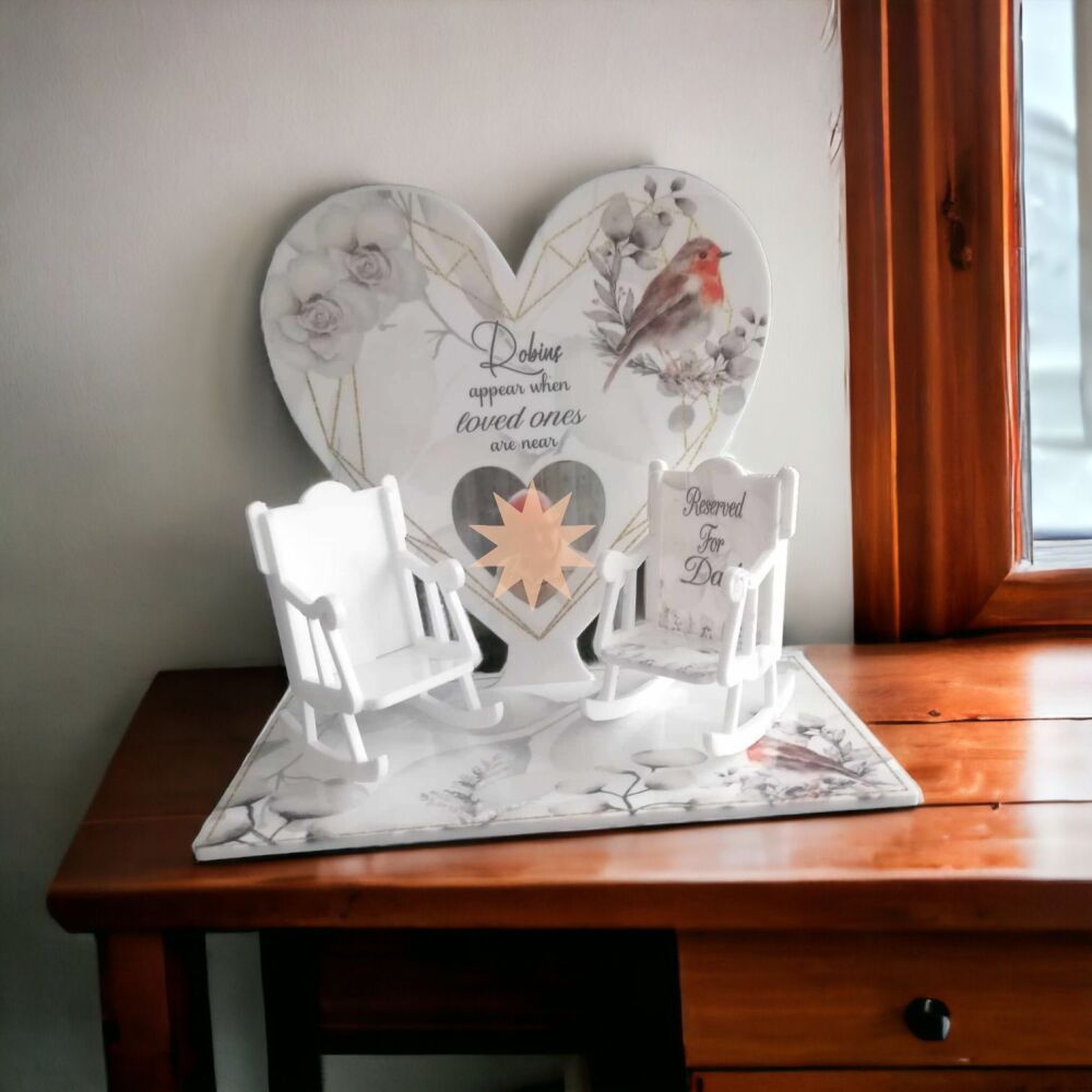 Personalised In Loving Memory Photo Heart Including Two Rocking Chairs