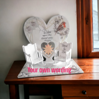 Personalised Memorial Heart With Your Own Text Including Two Rocking Chairs
