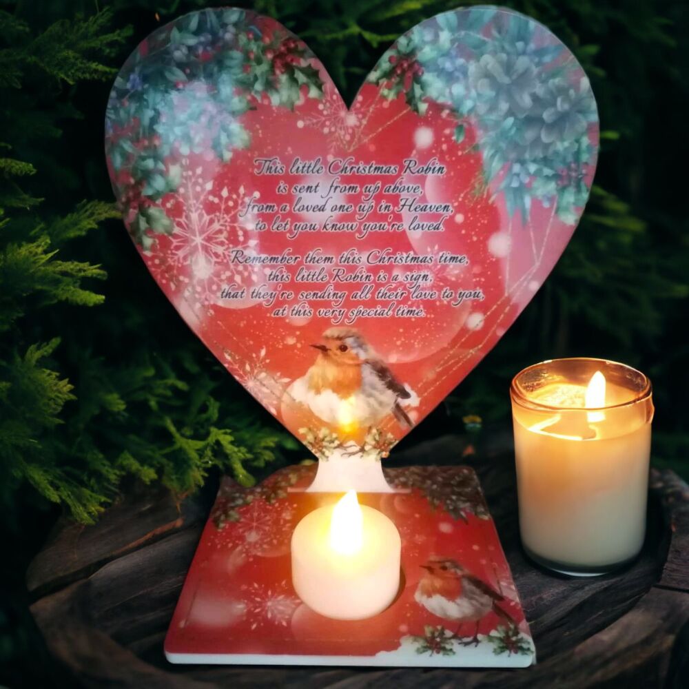 Personalised Memorial Tealight Heart With Stand